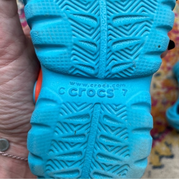CROCS Boys swiftwater Clog Sandal Water shoes Blue/Orange size: 7 - Picture 3 of 10